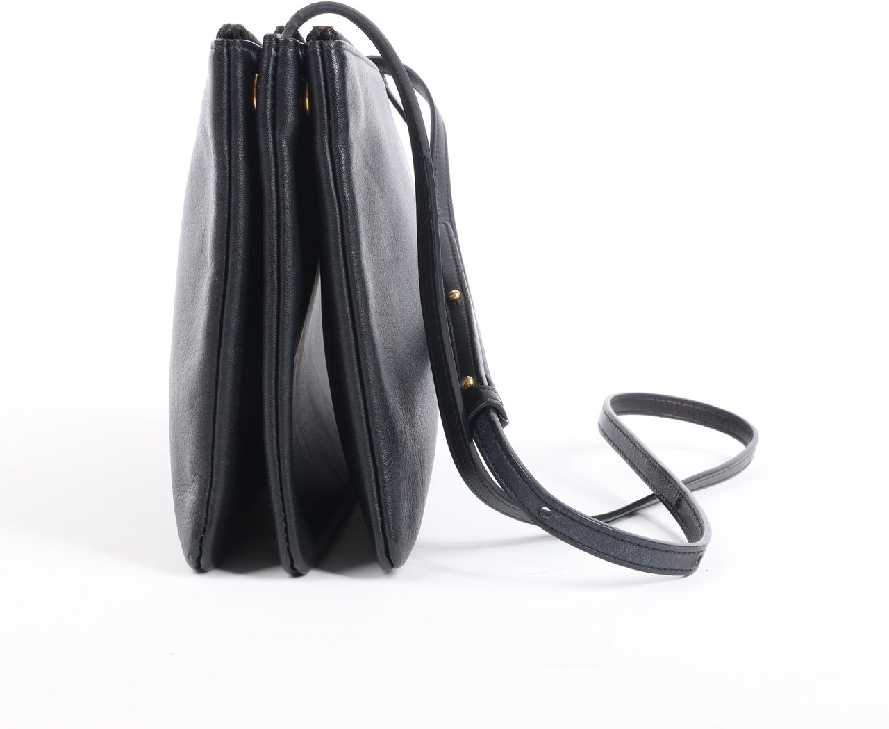 Celine Celine Trio Large Leather Crossbody bag in Black Zwart