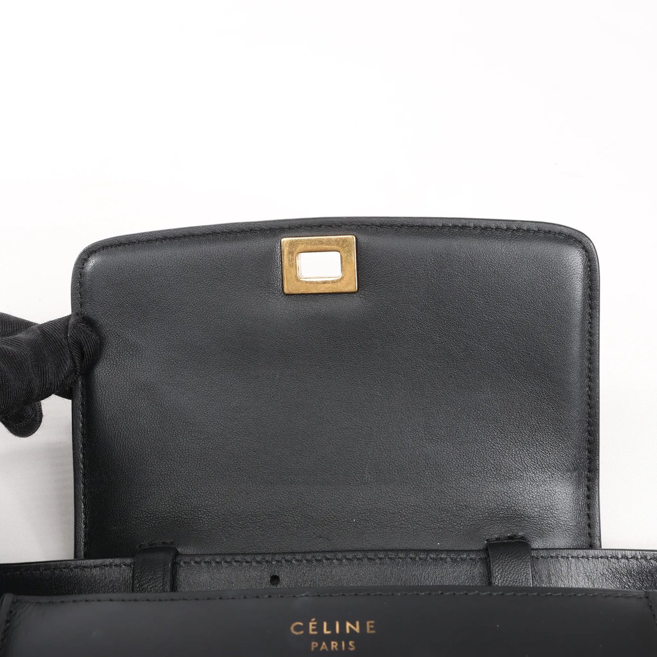 Celine Celine Classic Box Small Leather Shoulder Bag in Black Zwart