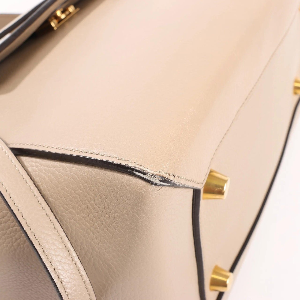 Celine CELINE Belt Bag Grained Leather Mini 2Way Handbag in Beige Beige