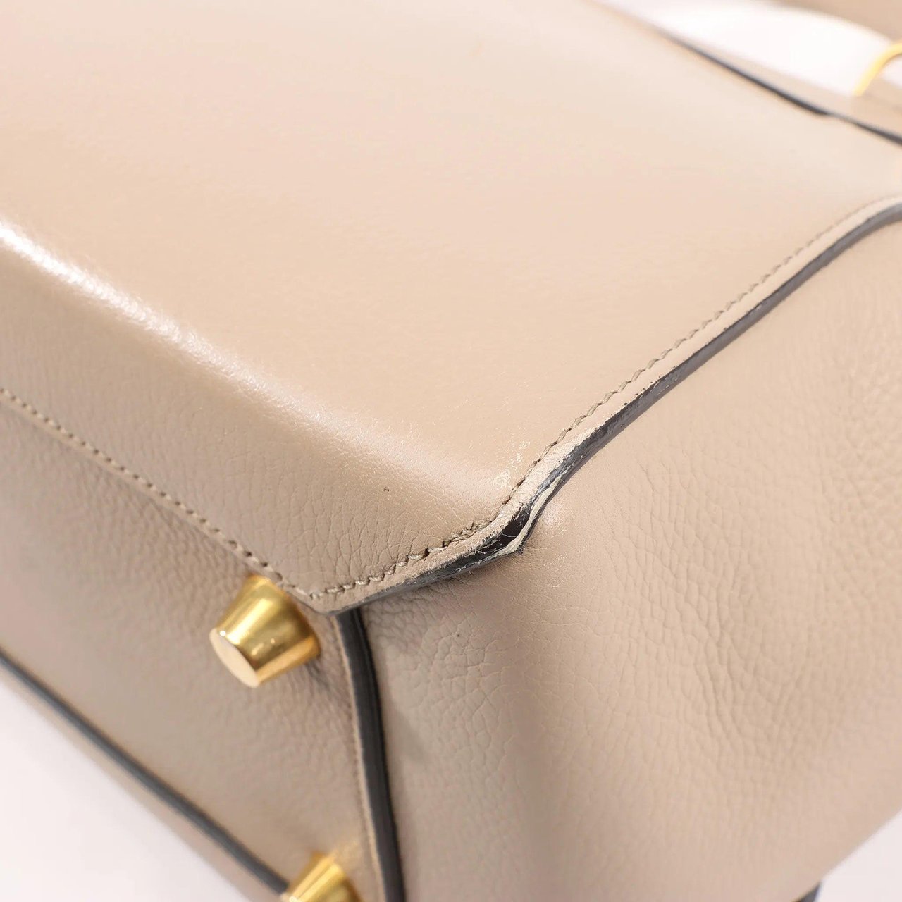 Celine CELINE Belt Bag Grained Leather Mini 2Way Handbag in Beige Beige