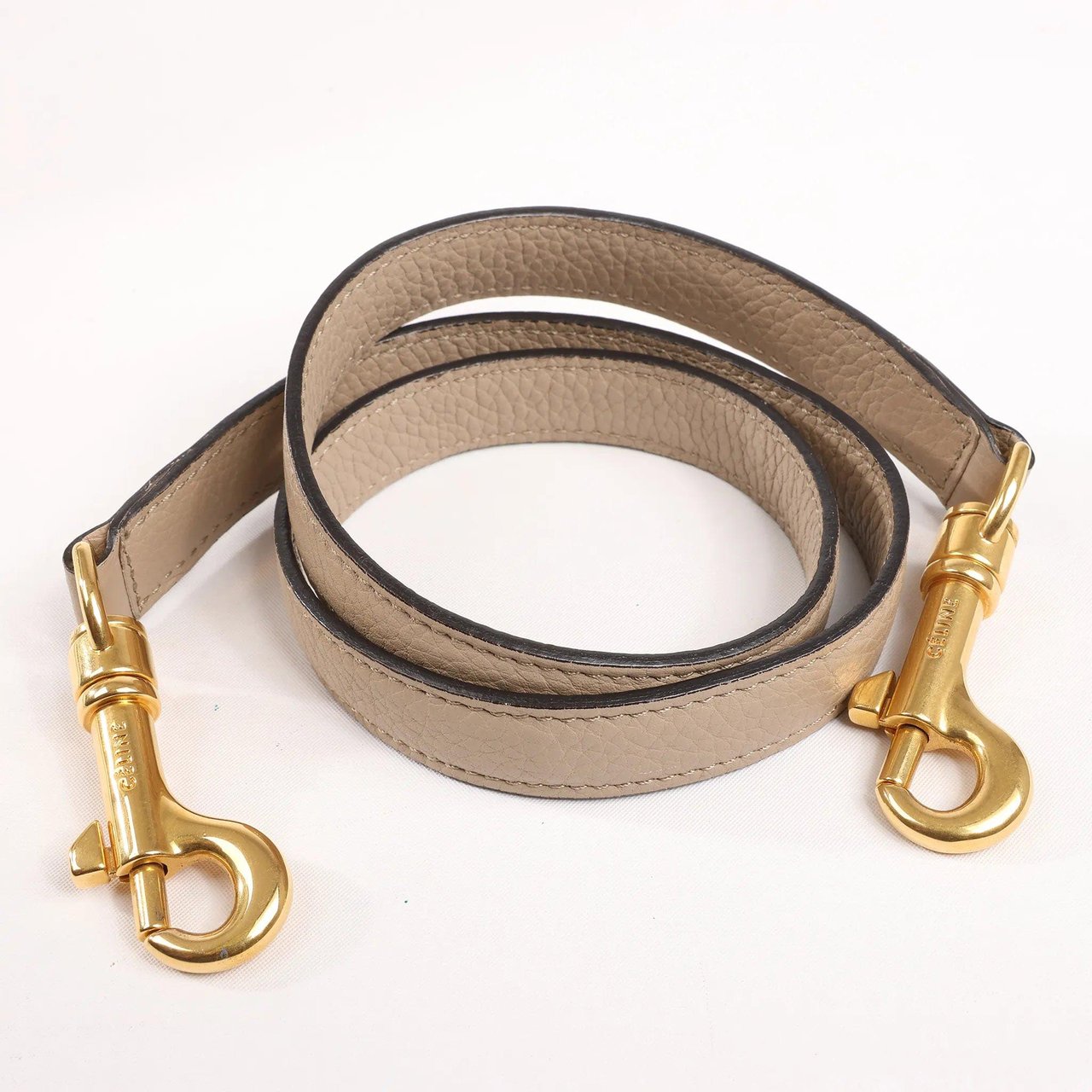 Celine CELINE Belt Bag Grained Leather Mini 2Way Handbag in Beige Beige