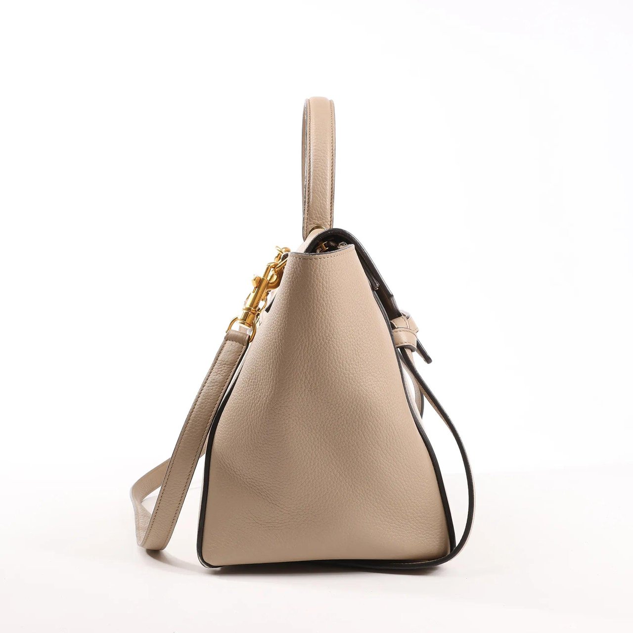Celine CELINE Belt Bag Grained Leather Mini 2Way Handbag in Beige Beige