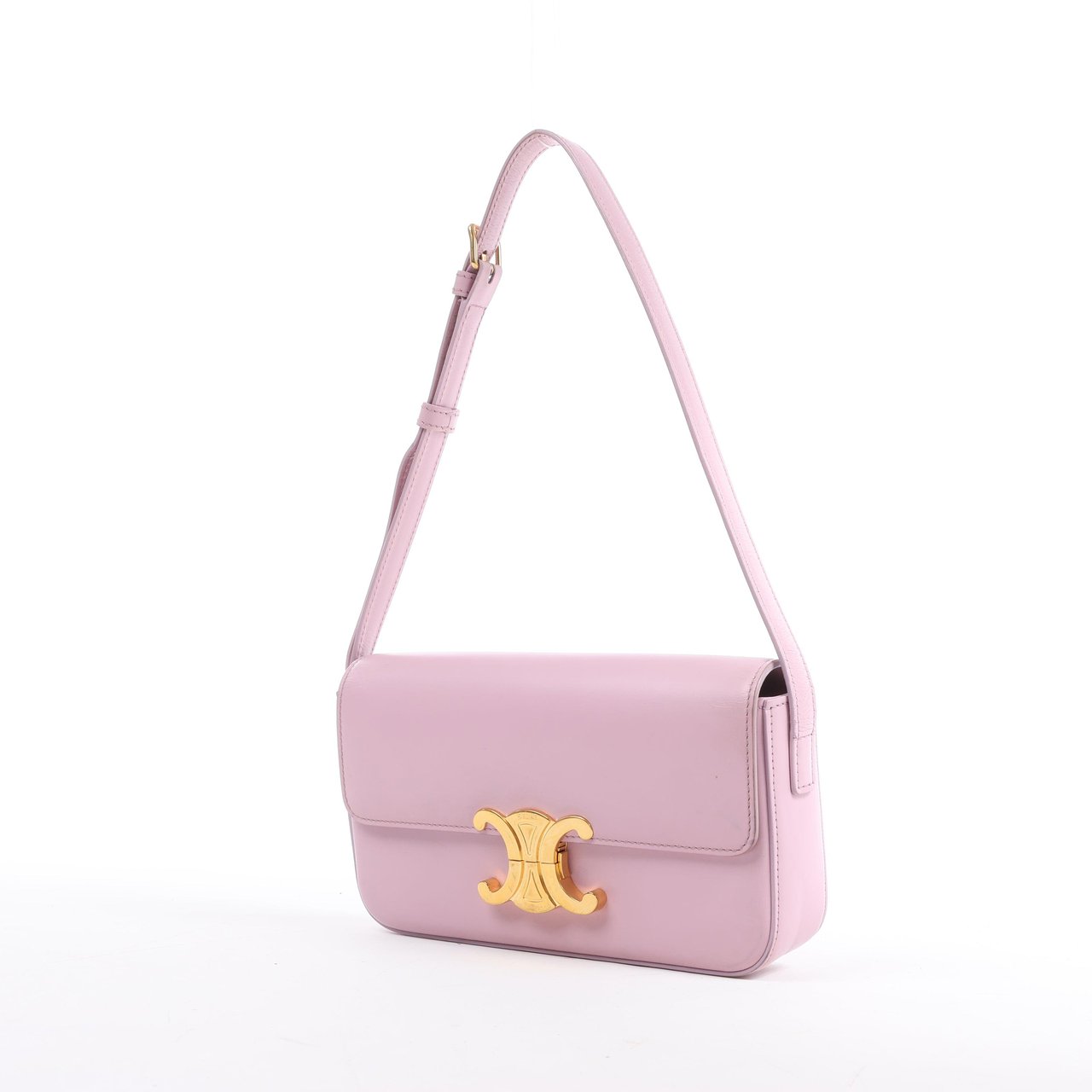Celine Celine Triomphe Smooth Leather Small Shoulder Bag in Pink Roze