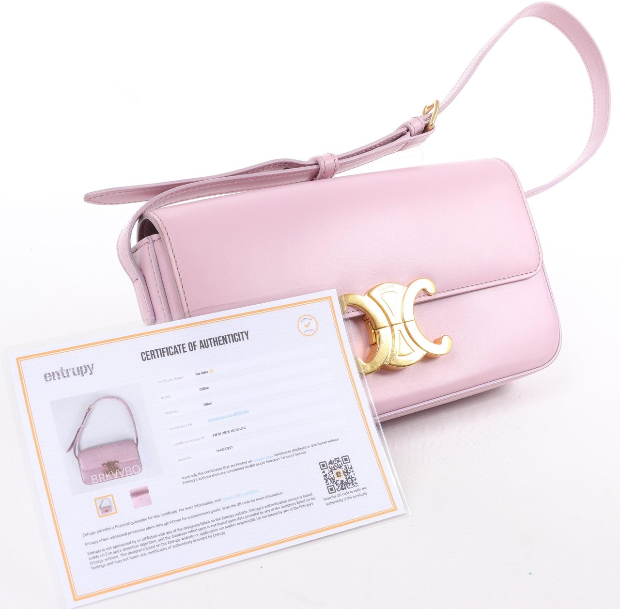 Celine Celine Triomphe Smooth Leather Small Shoulder Bag in Pink Roze