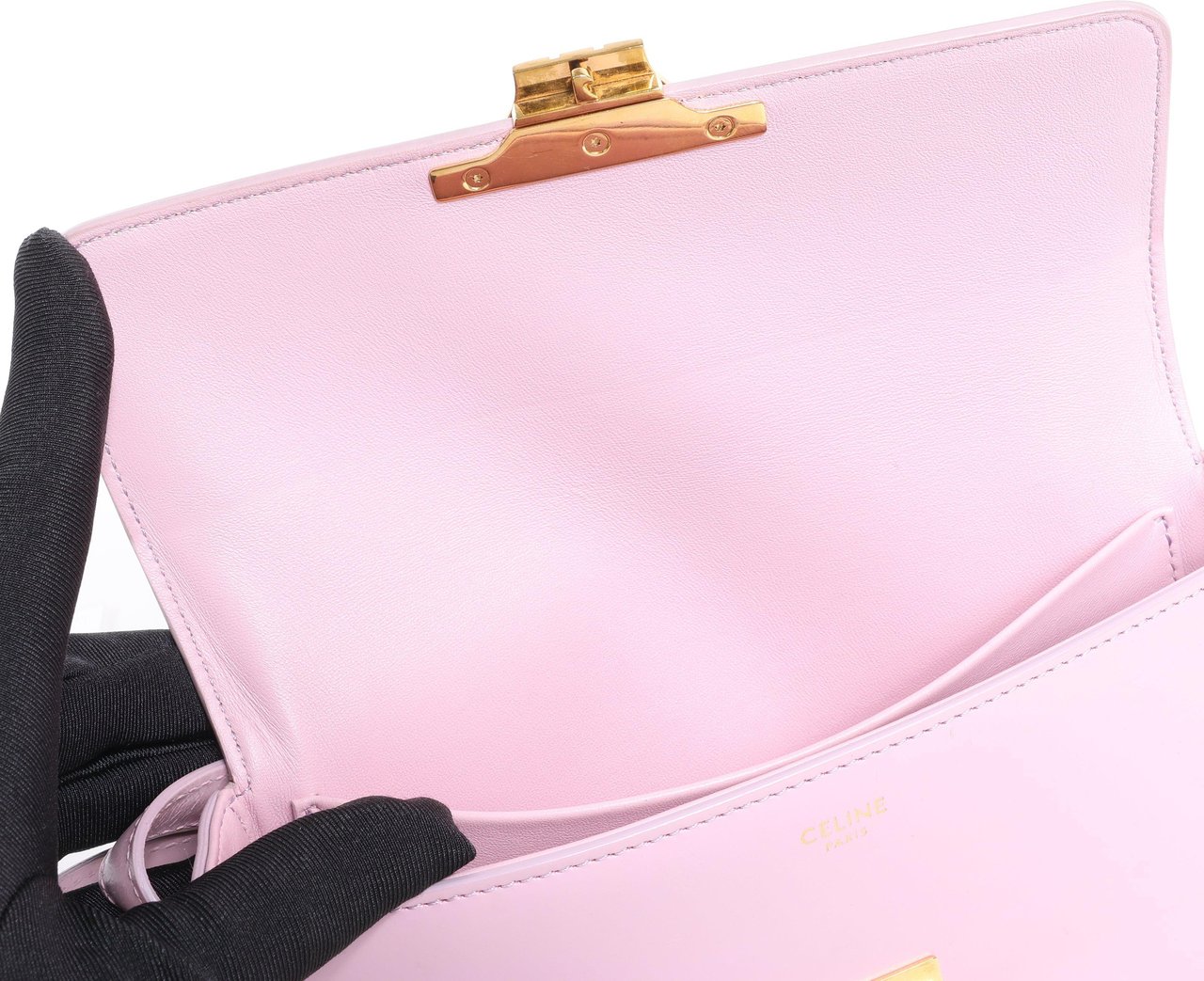 Celine Celine Triomphe Smooth Leather Small Shoulder Bag in Pink Roze