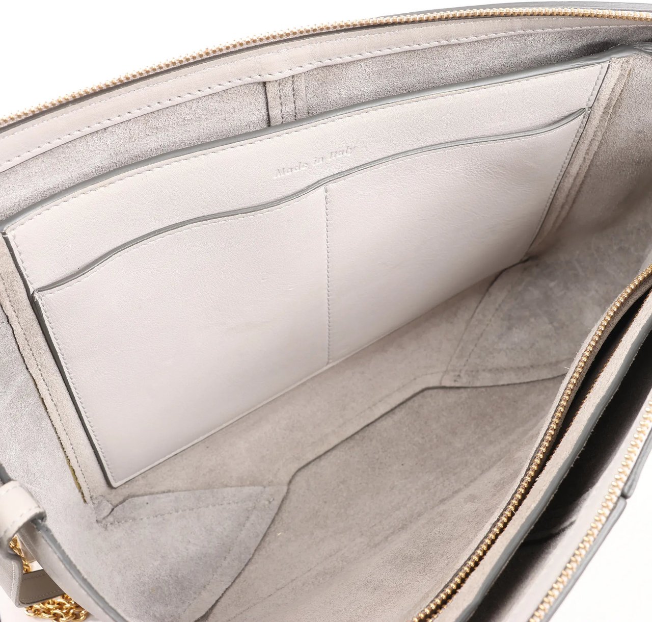 Celine Celine Tri-Fold Leather Chain Shoulder Bag in Gray Grijs