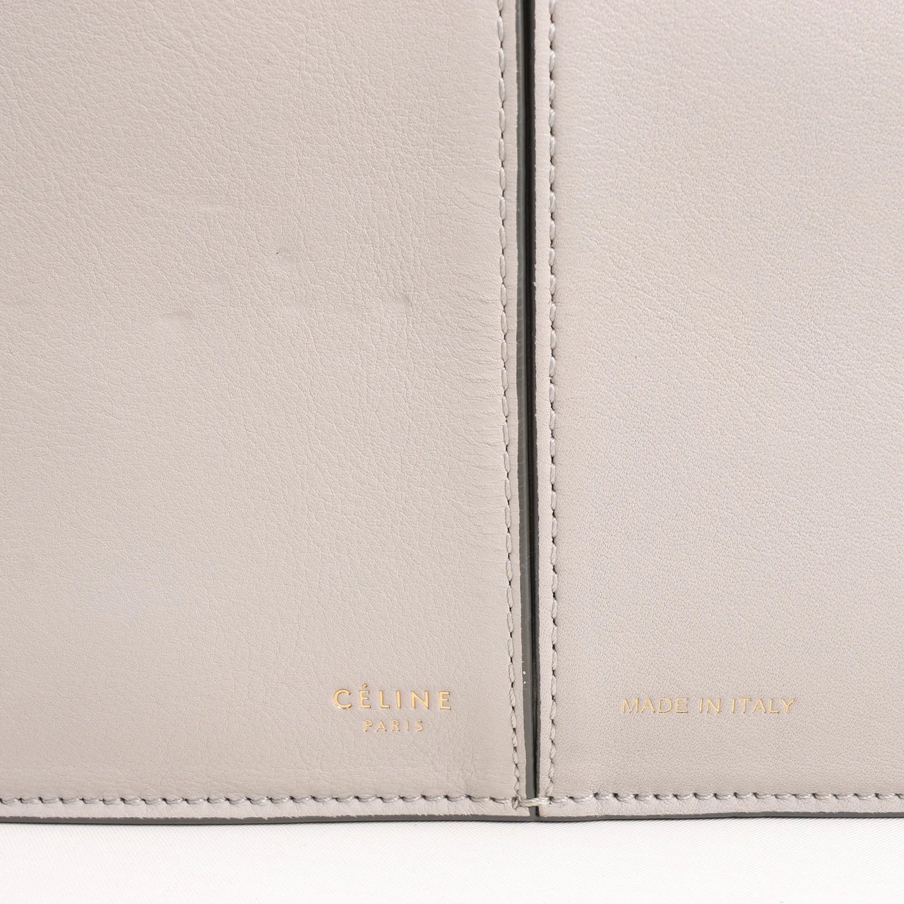 Celine Celine Tri-Fold Leather Chain Shoulder Bag in Gray Grijs