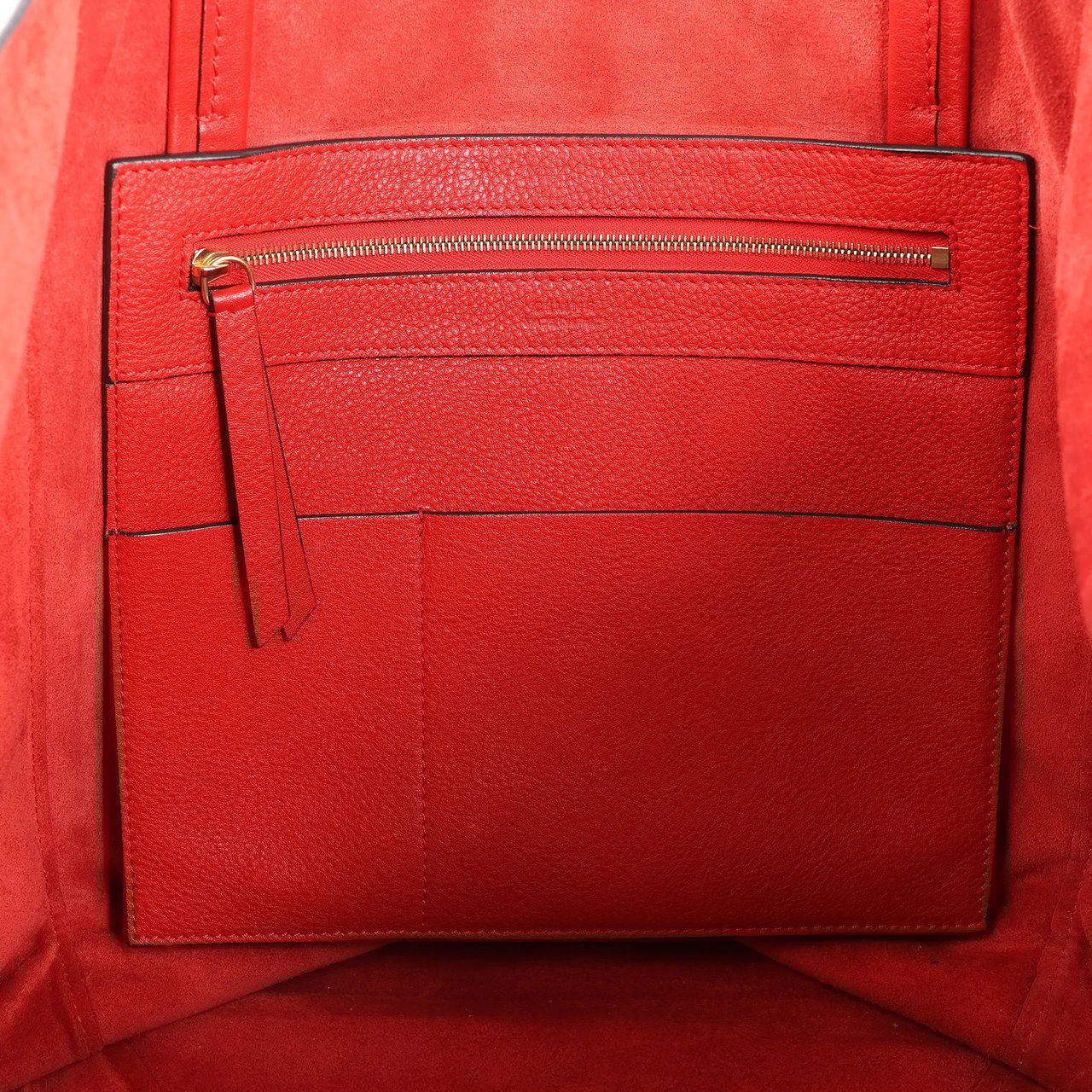 Celine Celine Cabas Phantom Large Leather Shoulder Bag in Red Rood