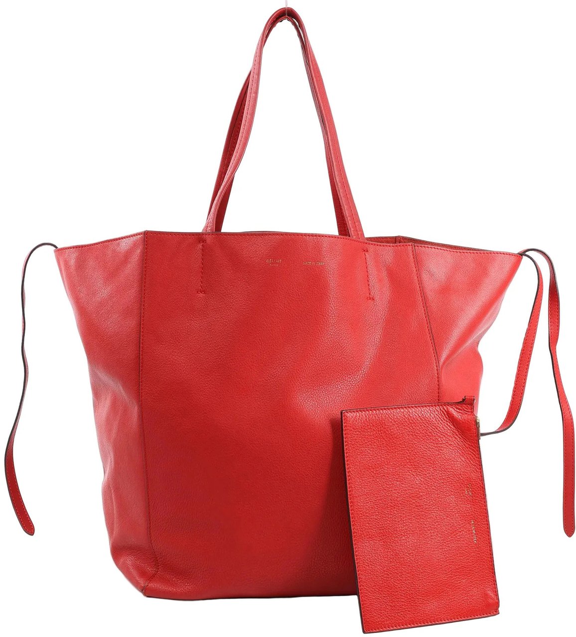 Celine Celine Cabas Phantom Large Leather Shoulder Bag in Red Rood