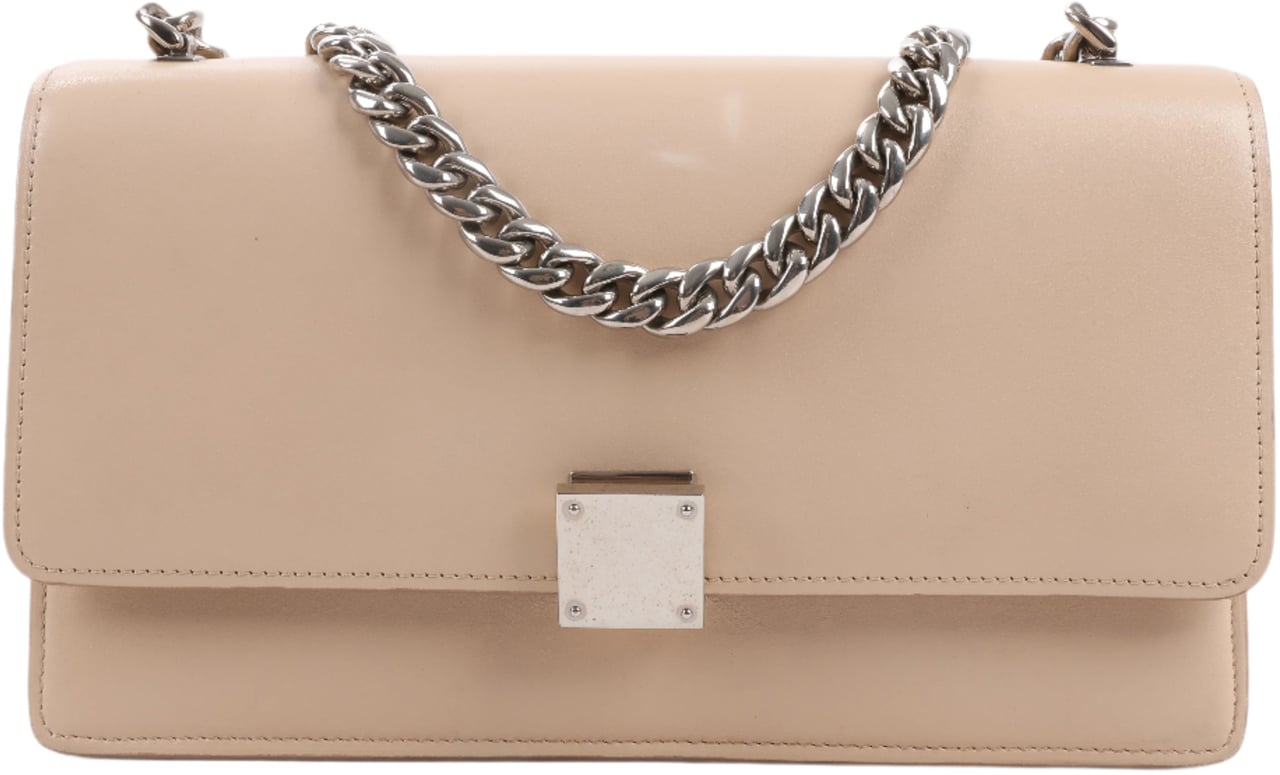 Celine Celine Case Flap Leather Chain Shoulder Bag in Beige Beige