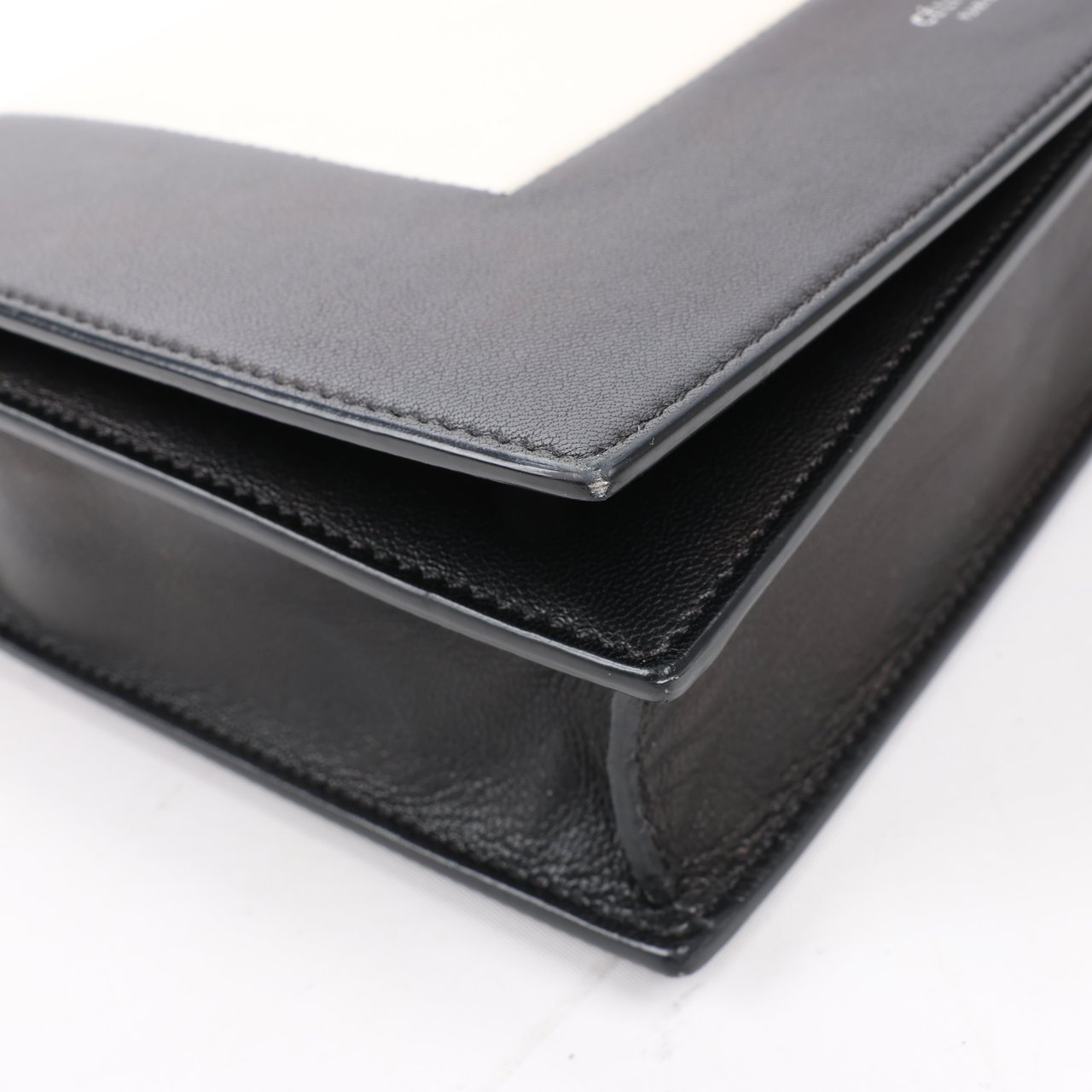 Celine Celine Frame Evening Leather Chain Shoulder Bag in Black × White Divers