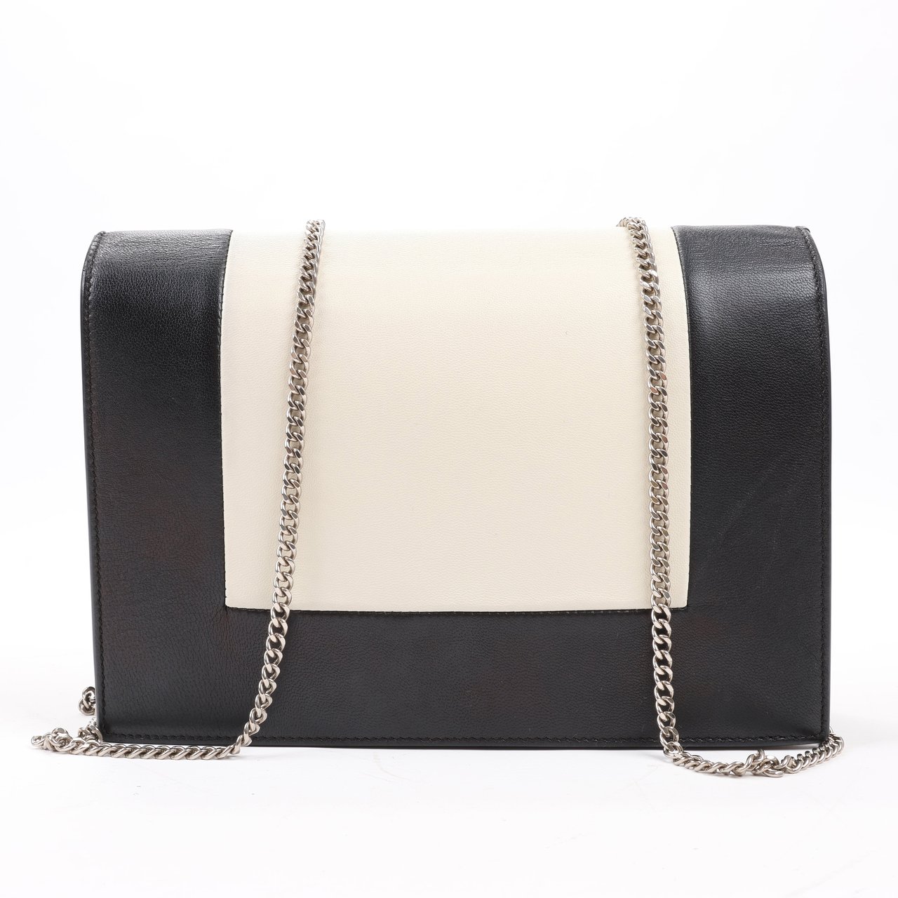Celine Celine Frame Evening Leather Chain Shoulder Bag in Black × White Divers