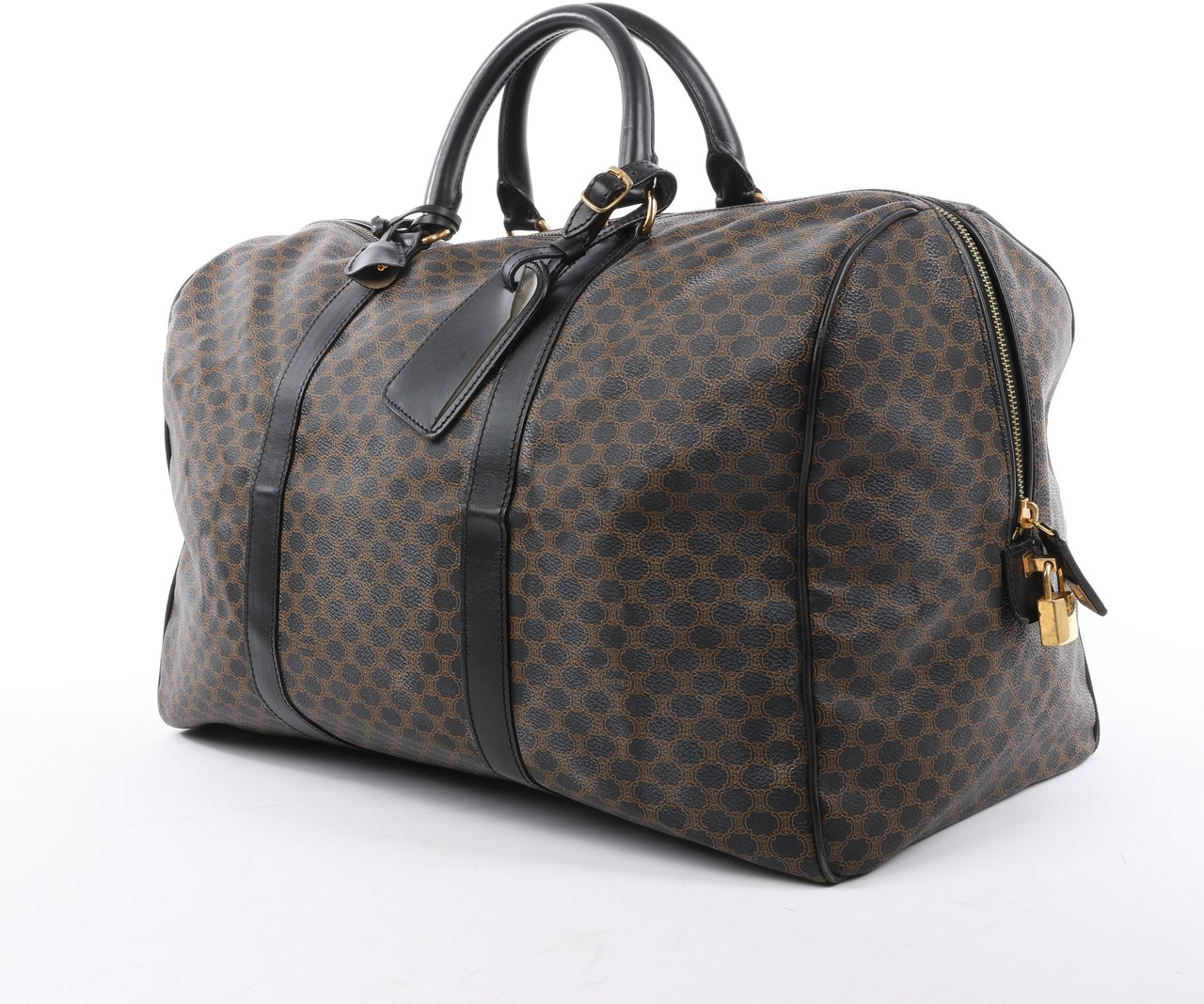 Celine Celine Macadam PVC & Leather Boston Travel bag in Black × Brown Divers