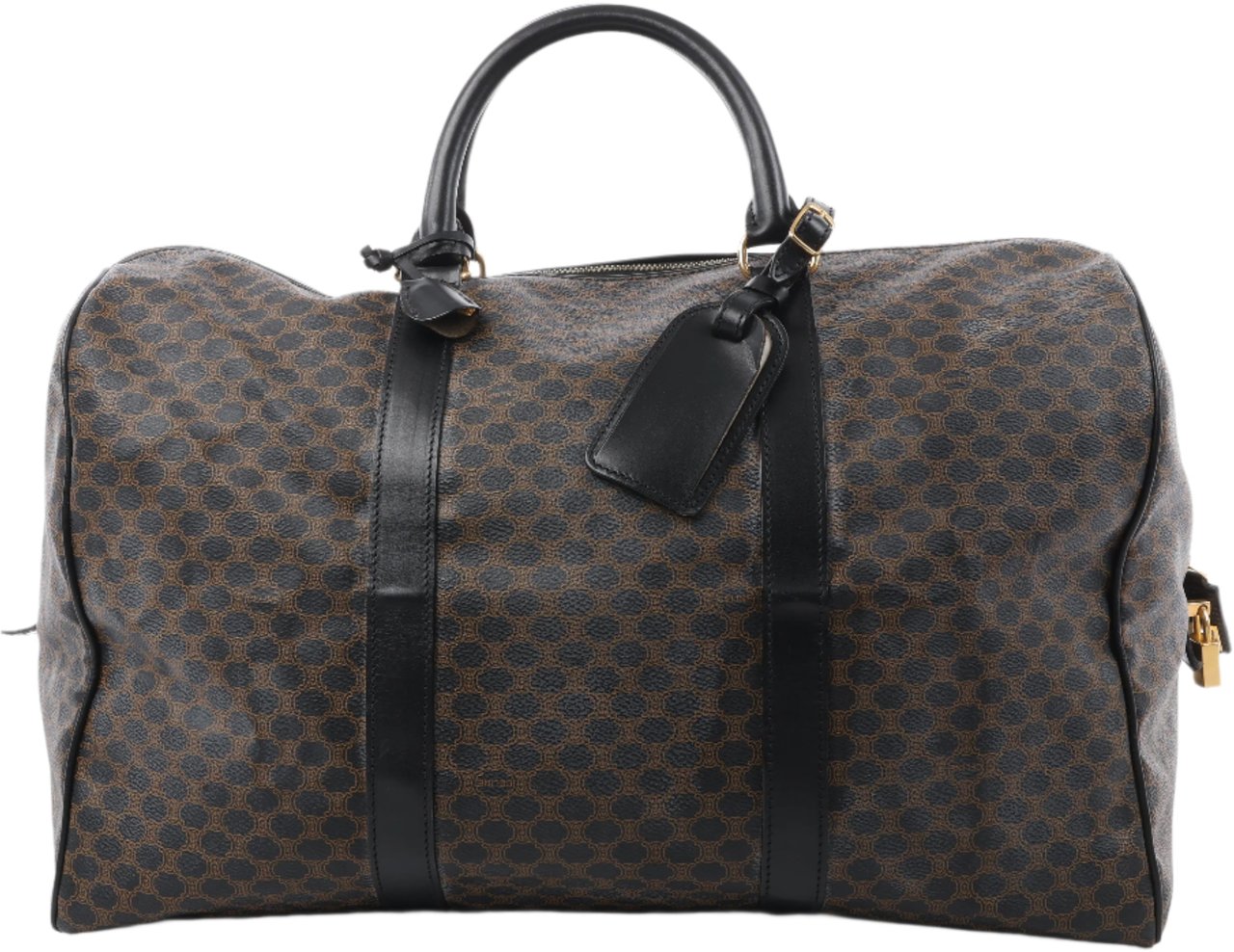 Celine Celine Macadam PVC & Leather Boston Travel bag in Black × Brown Divers