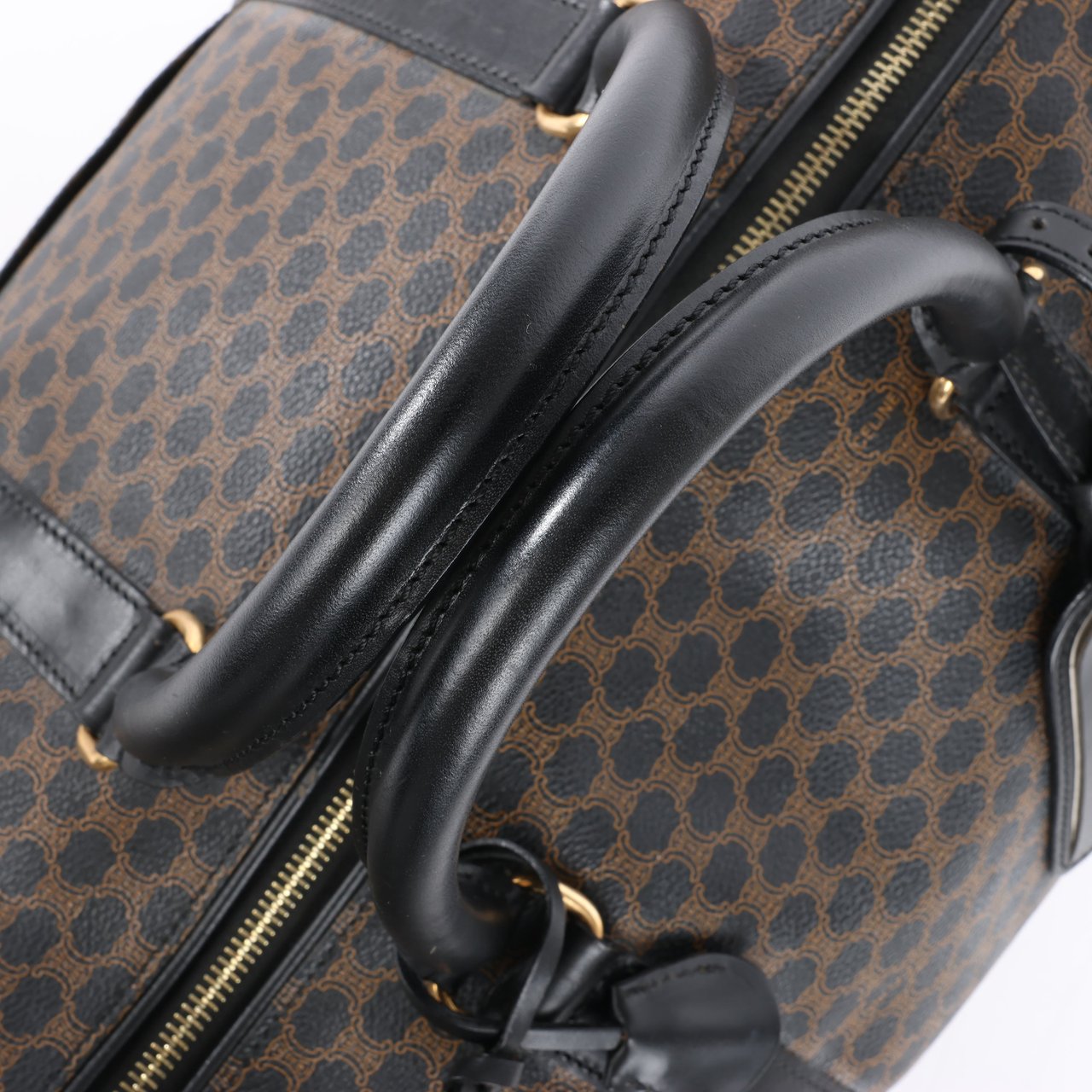 Celine Celine Macadam PVC & Leather Boston Travel bag in Black × Brown Divers