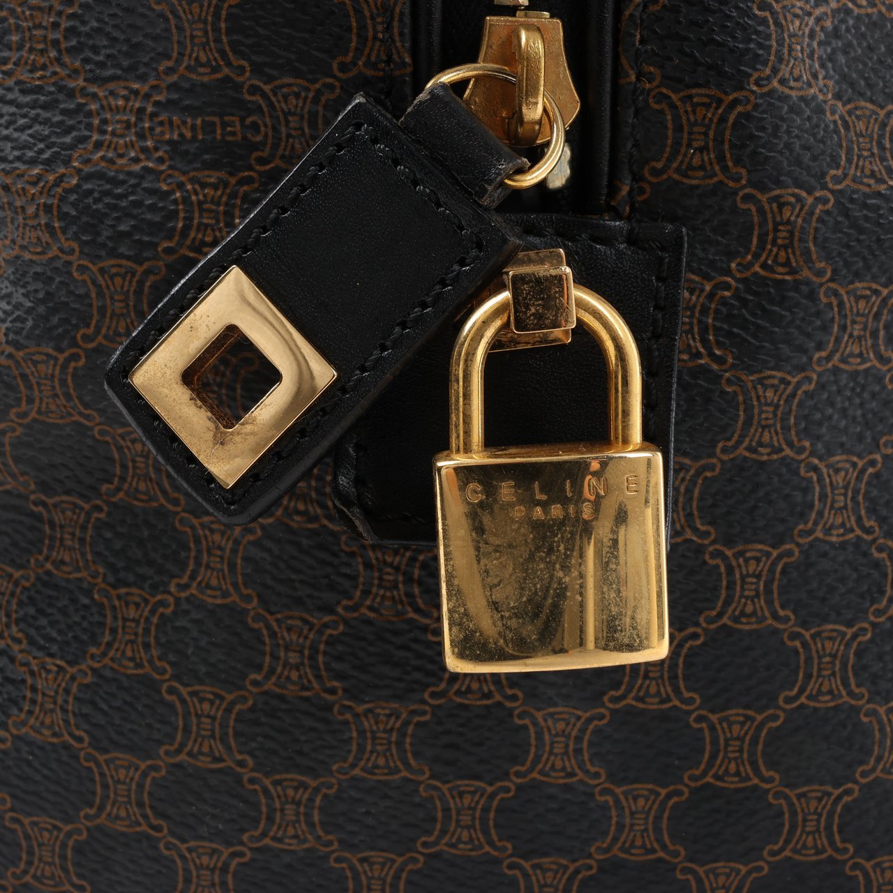 Celine Celine Macadam PVC & Leather Boston Travel bag in Black × Brown Divers