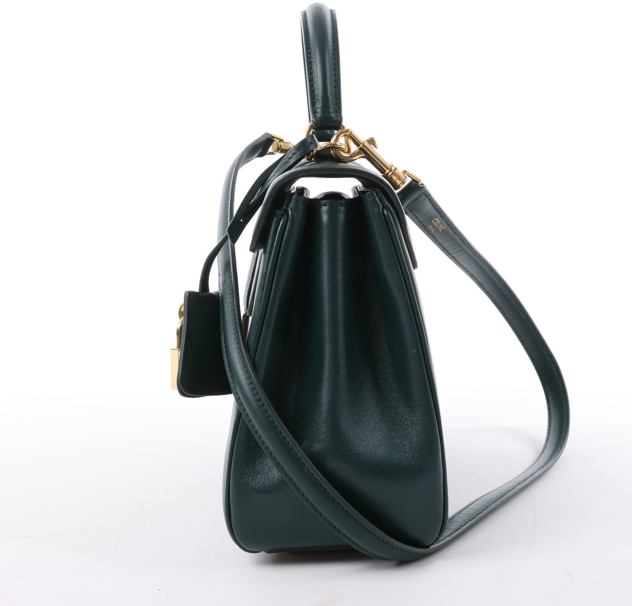 Celine Celine Sac 16 Small Smooth Leather Handbag in Green Groen