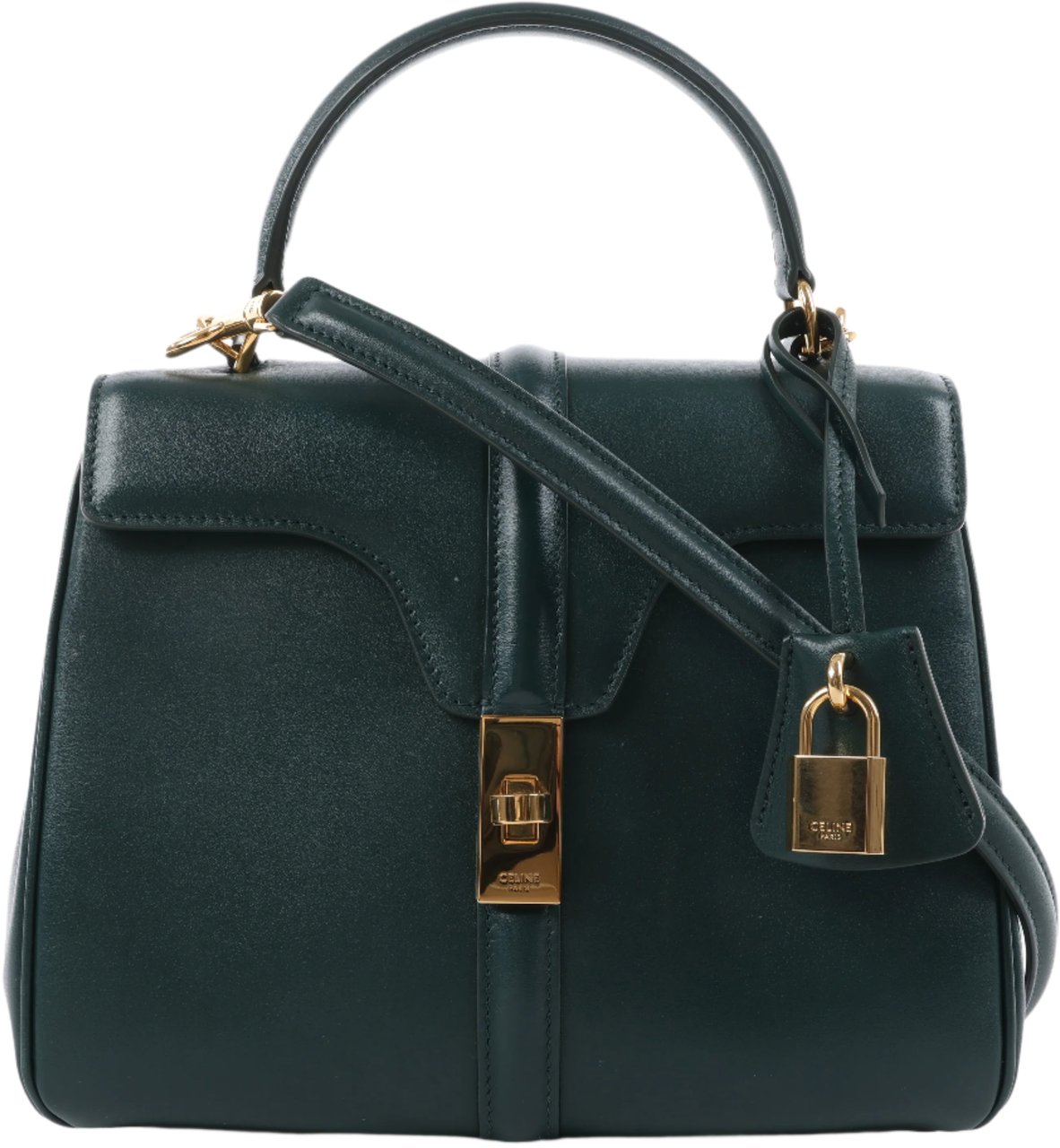 Celine Celine Sac 16 Small Smooth Leather Handbag in Green Groen