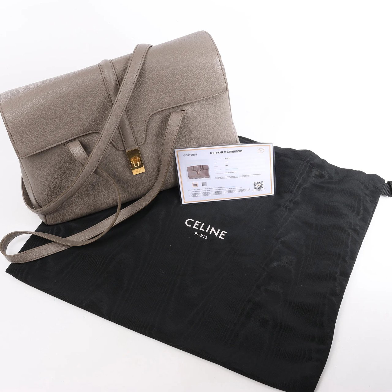 Celine Celine Sac 16 Medium Grained Leather Handbag in Gray Grijs