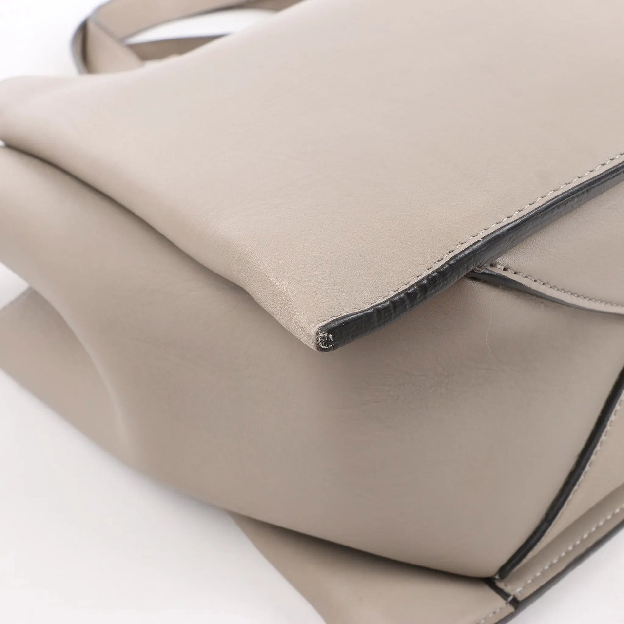 Celine Celine Tri-Fold Leather Shoulder Bag in Greige Beige