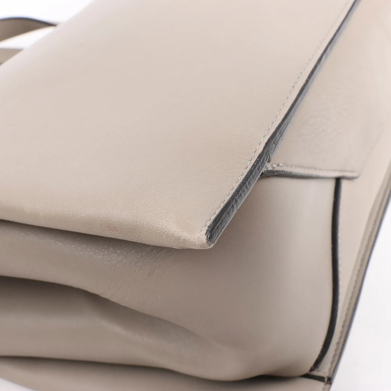 Celine Celine Tri-Fold Leather Shoulder Bag in Greige Beige