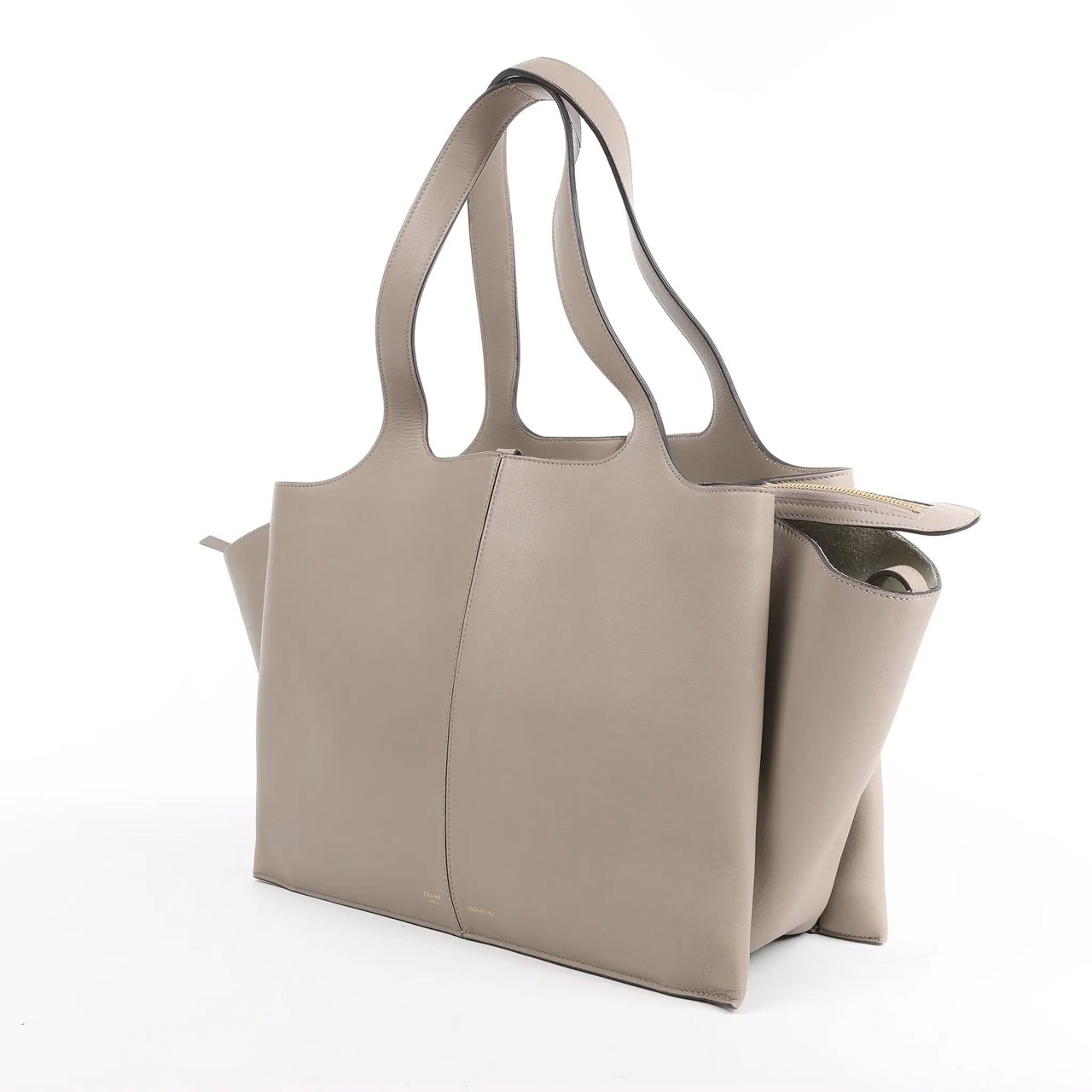 Celine Celine Tri-Fold Leather Shoulder Bag in Greige Beige