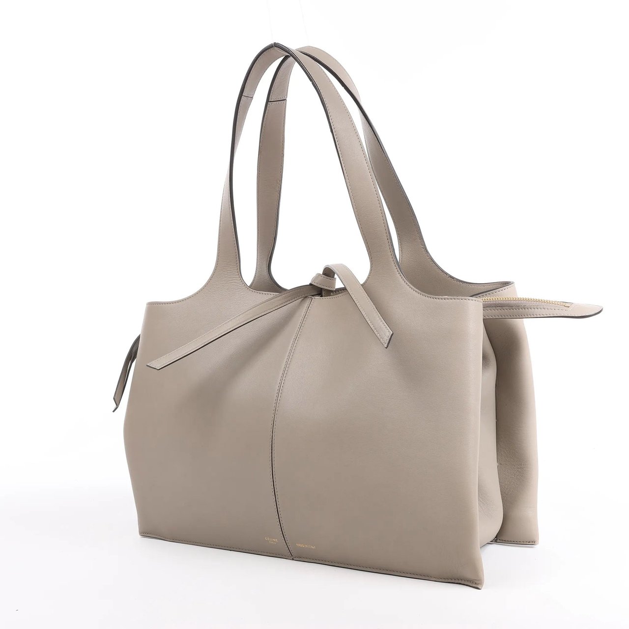 Celine Celine Tri-Fold Leather Shoulder Bag in Greige Beige