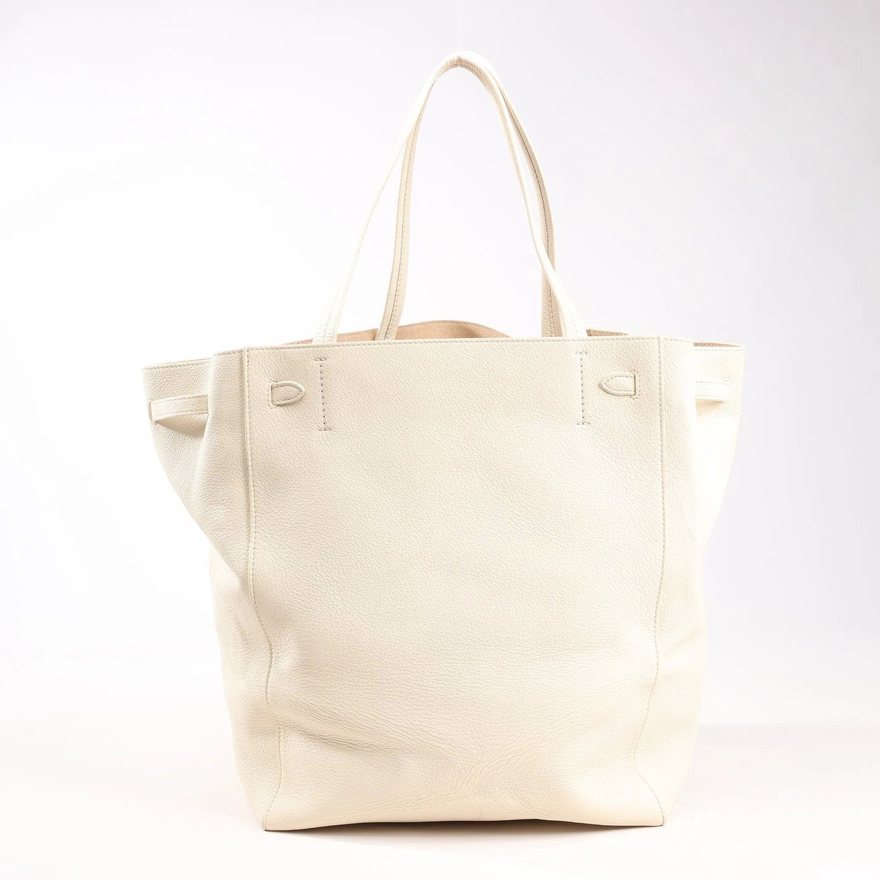 Celine Celine Cabas Phantom Medium Leather Shoulder Bag in White Wit