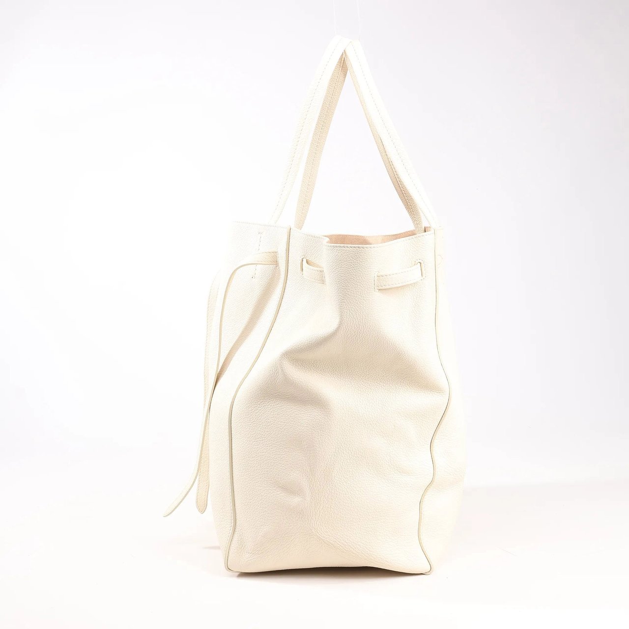 Celine Celine Cabas Phantom Medium Leather Shoulder Bag in White Wit