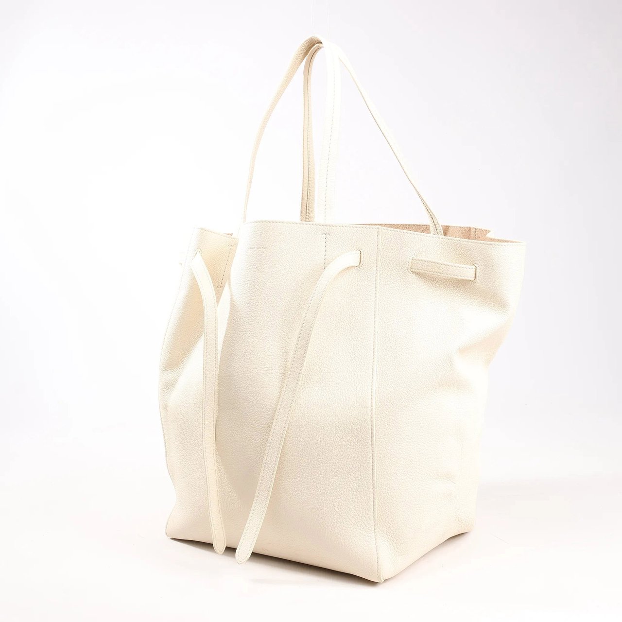 Celine Celine Cabas Phantom Medium Leather Shoulder Bag in White Wit