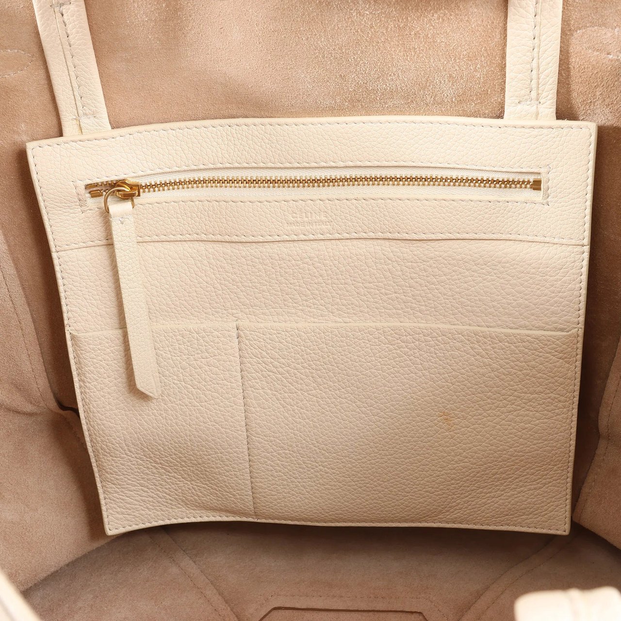 Celine Celine Cabas Phantom Medium Leather Shoulder Bag in White Wit