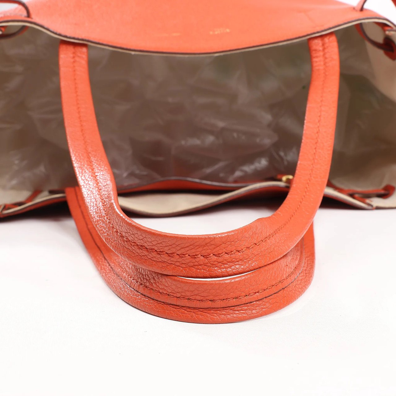 Celine Celine Cabas Phantom Small Leather Shoulder Bag in Orange Oranje