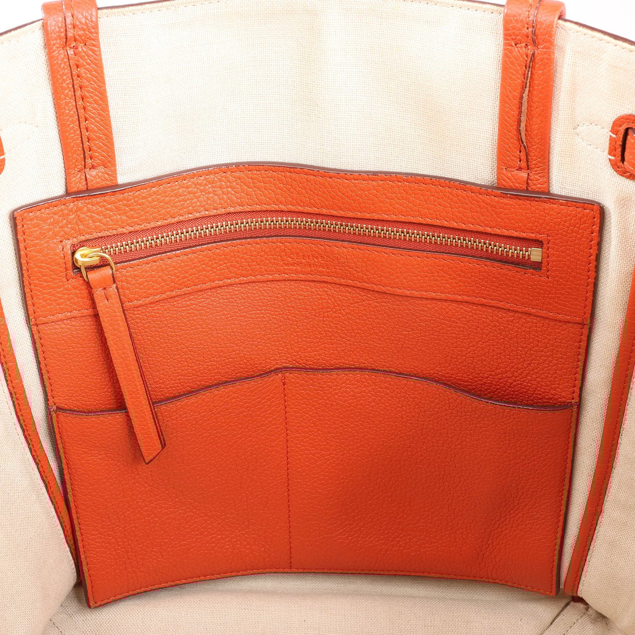 Celine Celine Cabas Phantom Small Leather Shoulder Bag in Orange Oranje