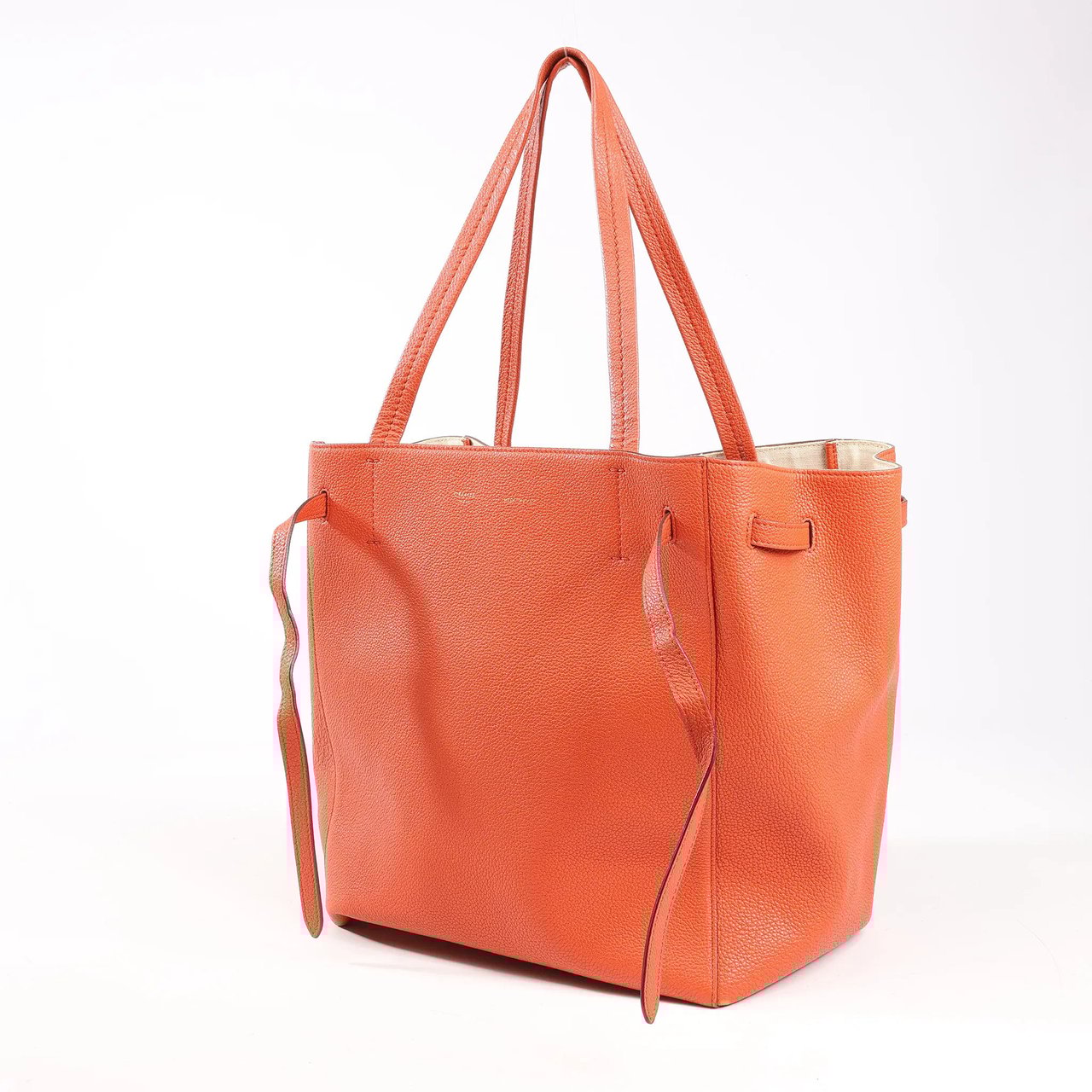 Celine Celine Cabas Phantom Small Leather Shoulder Bag in Orange Oranje