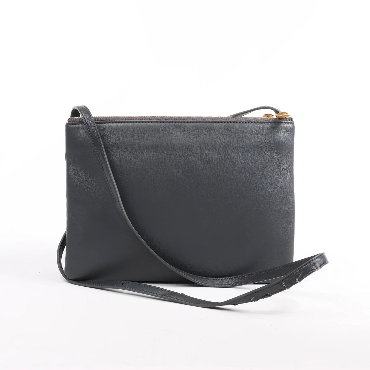 Celine Celine Trio Large Leather Crossbody bag in Gray Grijs