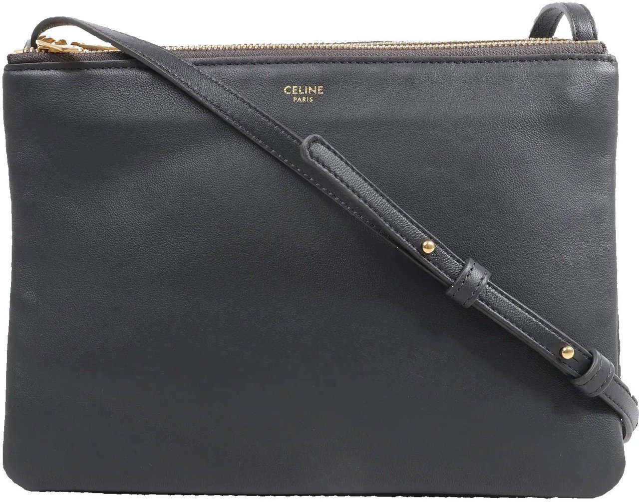 Celine Celine Trio Large Leather Crossbody bag in Gray Grijs
