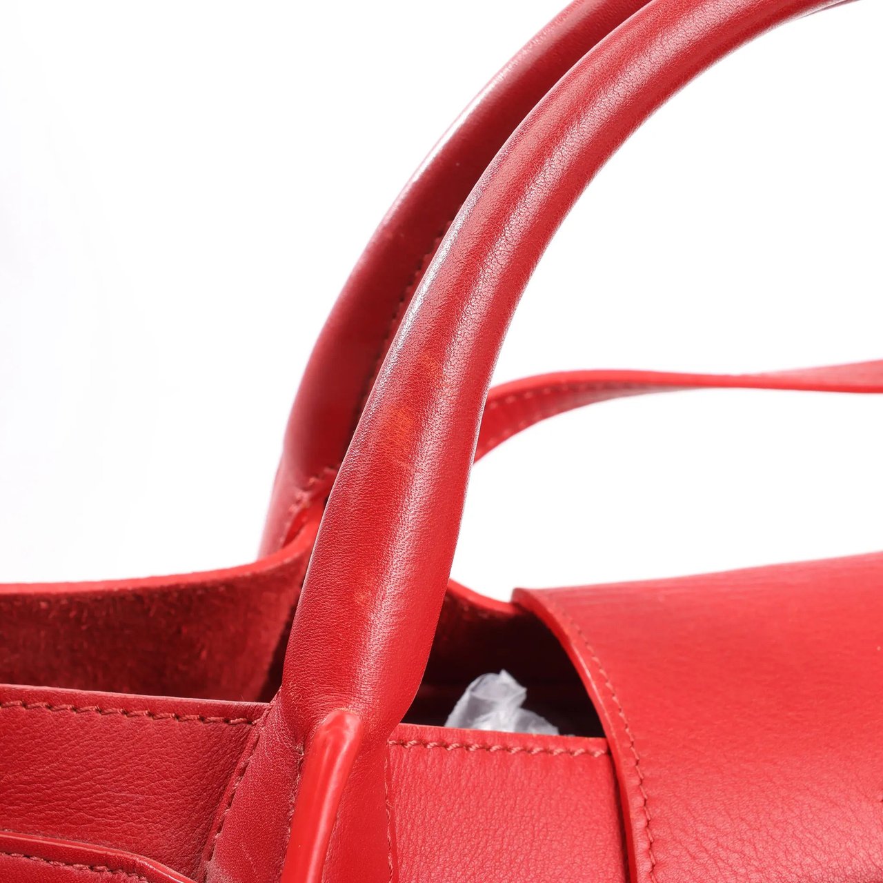 Celine CELINE Big Bag Small Leather 2way Handbag in Red Divers