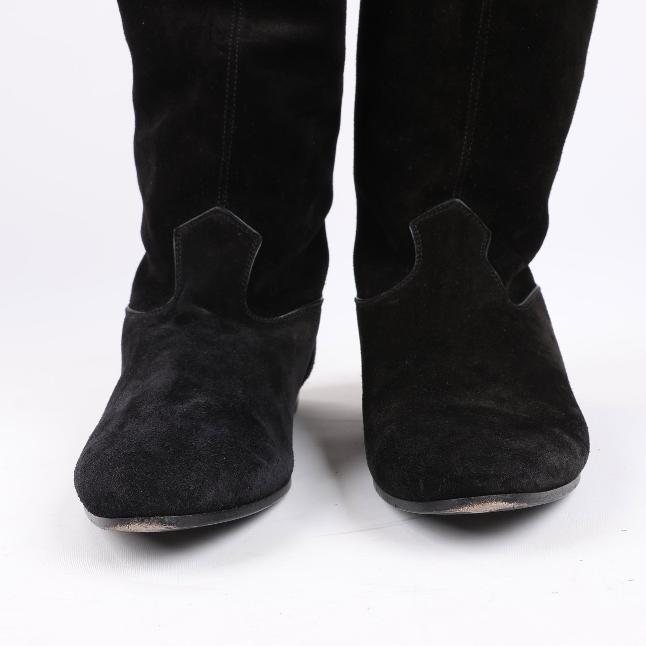 Celine Celine Chat Botté Over-The-Knee Flat Boot in Suede Calfskin in Size 38 RM0220 Zwart