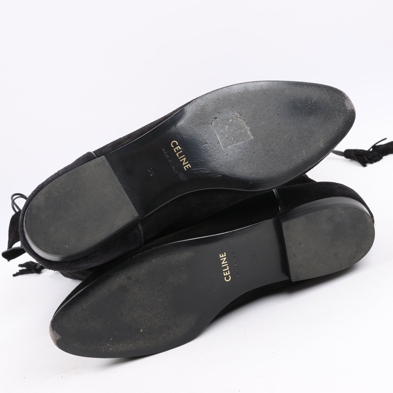 Celine Celine Chat Botté Over-The-Knee Flat Boot in Suede Calfskin in Size 38 RM0220 Zwart