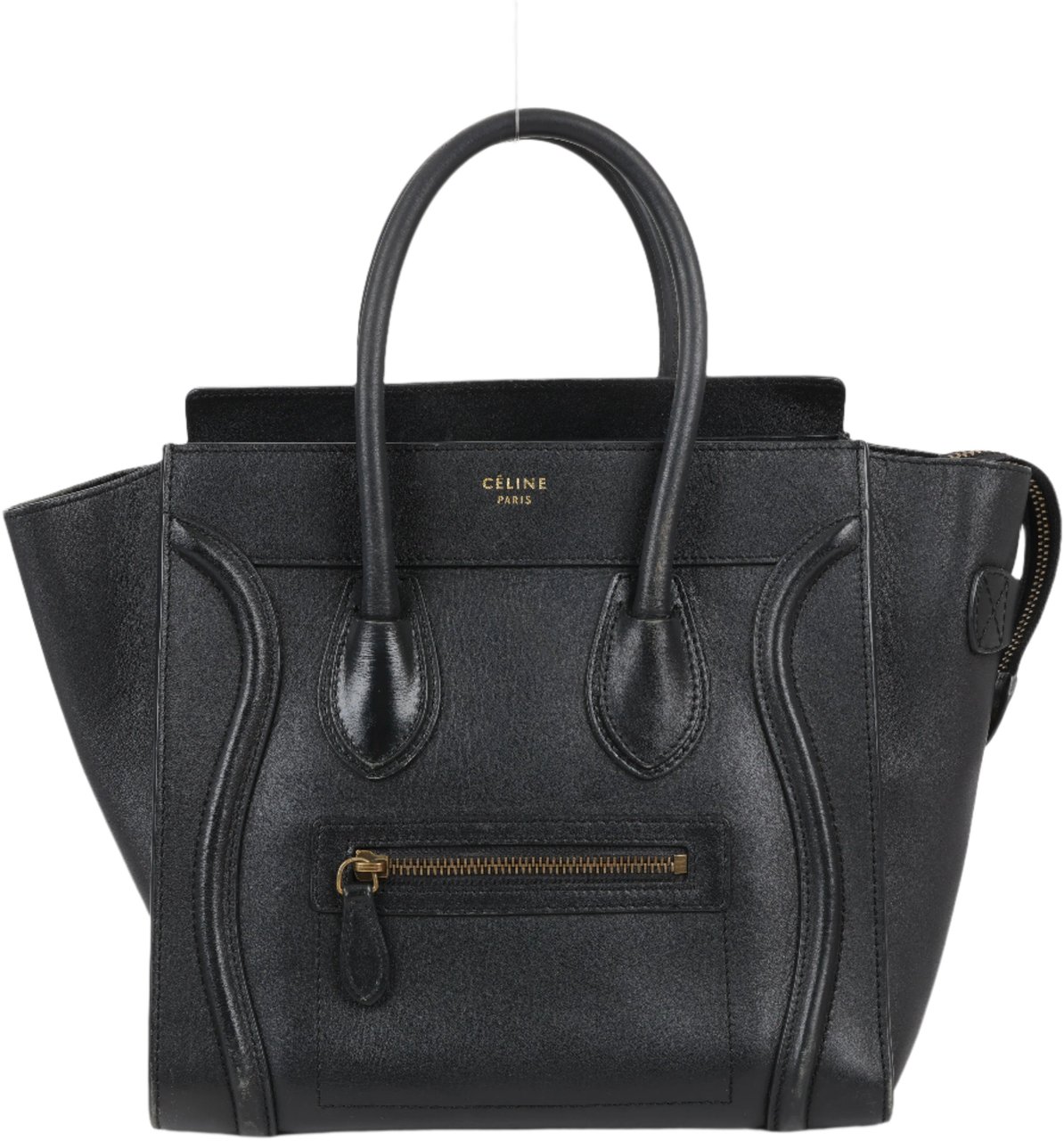 Celine CELINE Luggage Micro Leather Handbag in Black Zwart