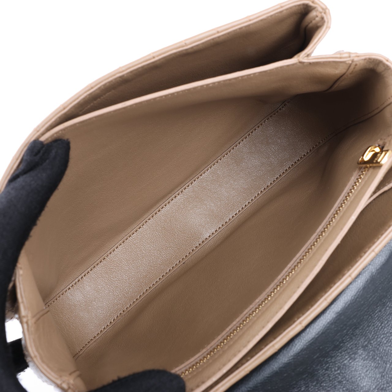 Celine Celine C Sées Medium Leather Chain Shoulder Bag Black × Brown Divers