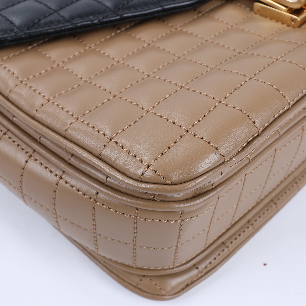 Celine Celine C Sées Medium Leather Chain Shoulder Bag Black × Brown Divers