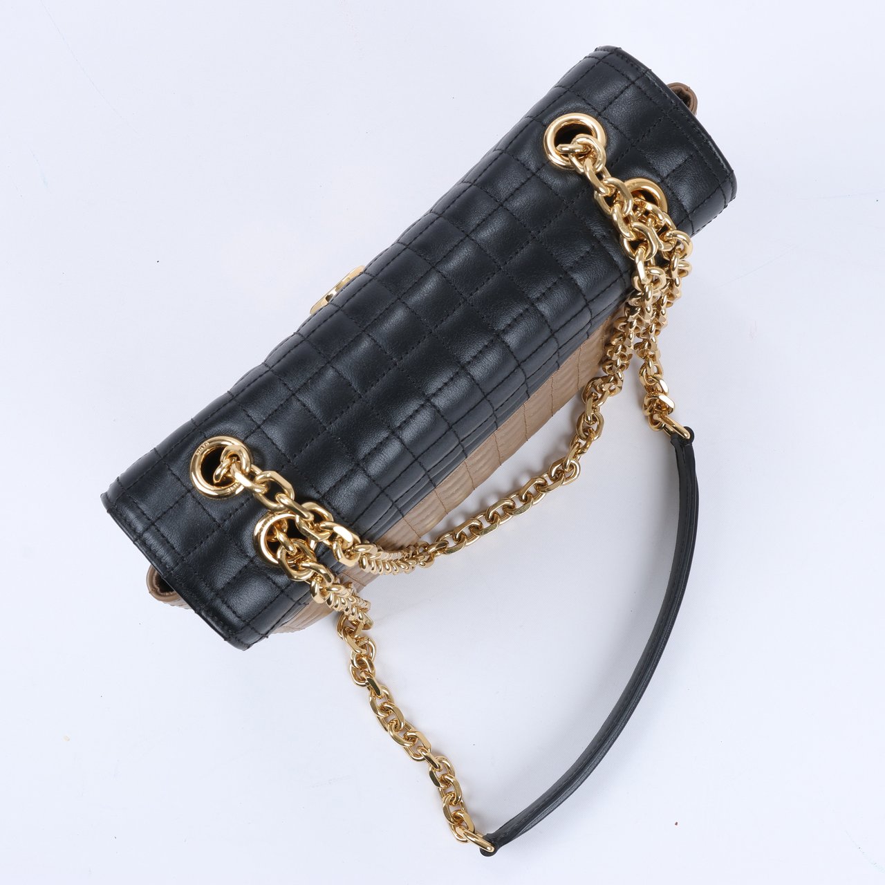 Celine Celine C Sées Medium Leather Chain Shoulder Bag Black × Brown Divers