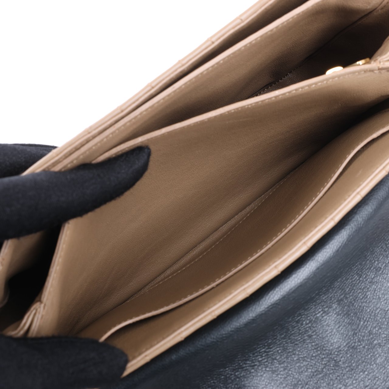 Celine Celine C Sées Medium Leather Chain Shoulder Bag Black × Brown Divers