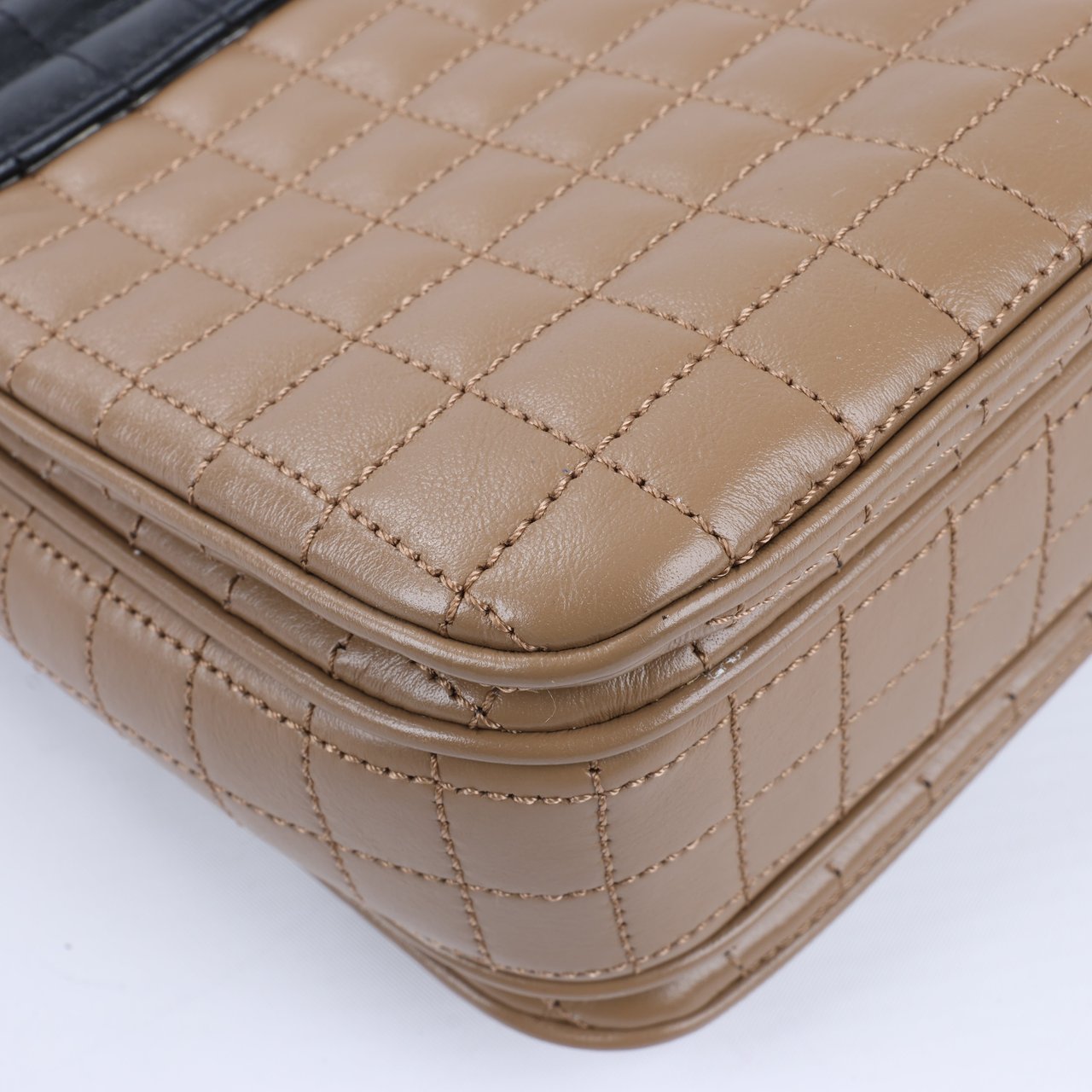 Celine Celine C Sées Medium Leather Chain Shoulder Bag Black × Brown Divers