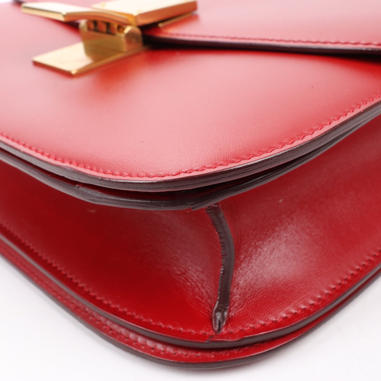 Celine CELINE Classic Box Medium Leather Crossbody Bag in Red Rood