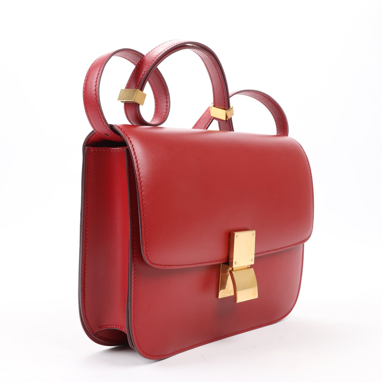 Celine CELINE Classic Box Medium Leather Crossbody Bag in Red Rood