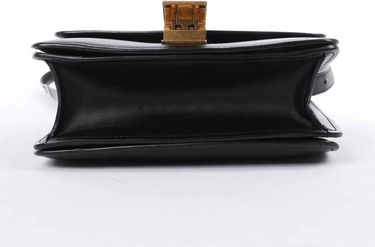 Celine CELINE Classic Box Small Leather Crossbody Bag in Black Zwart