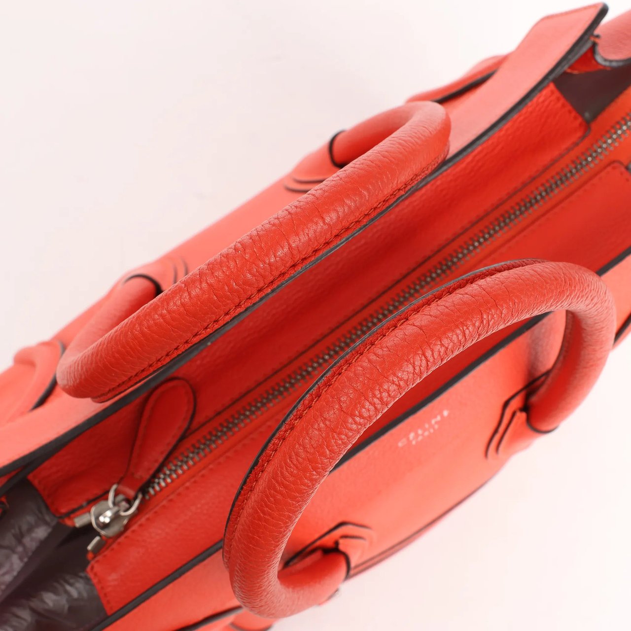 Celine Celine Luggage Mini Leather Handbag in Orange Oranje