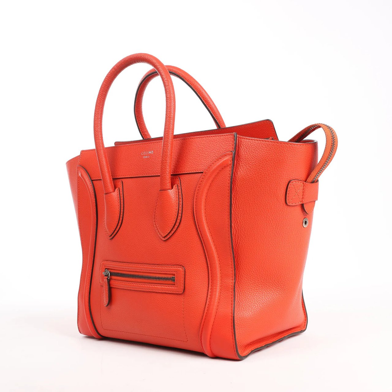 Celine Celine Luggage Mini Leather Handbag in Orange Oranje